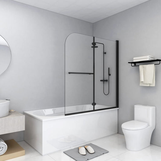 Berkfield Folding Shower Enclosure 2 Panels ESG 120x140 cm Black