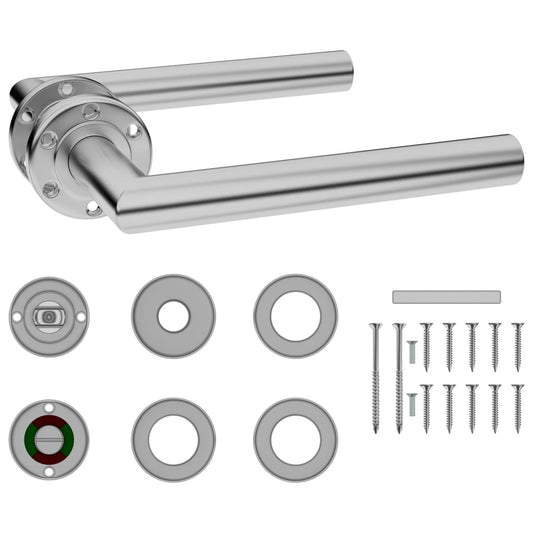 Berkfield Door Handle Set with WC Lock Stainless Steel