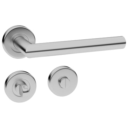 Berkfield Door Handle Set with WC Lock Stainless Steel
