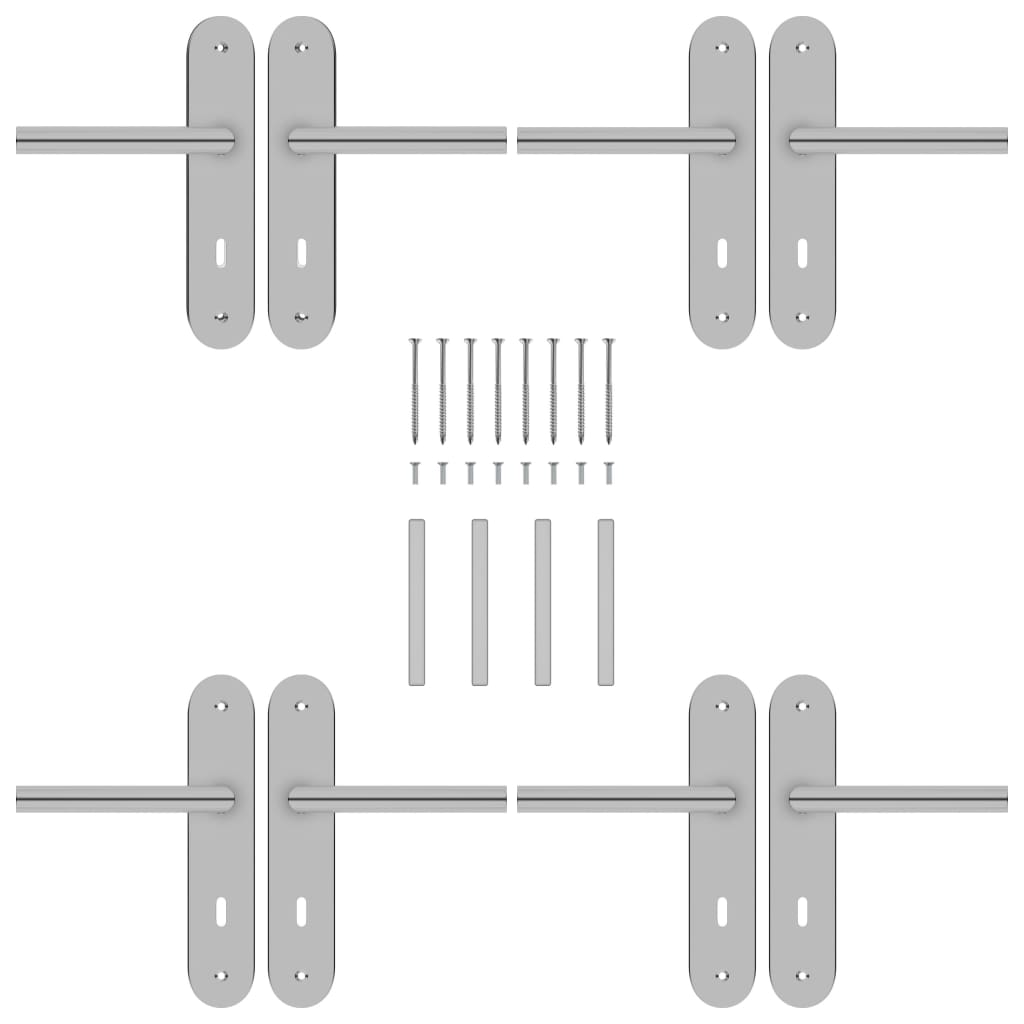 Berkfield Door Handles 2 Sets with BB Deadlock Stainless Steel