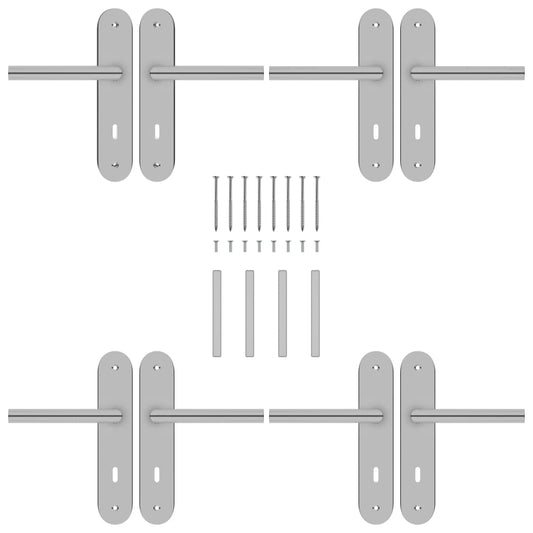 Berkfield Door Handles 2 Sets with BB Deadlock Stainless Steel