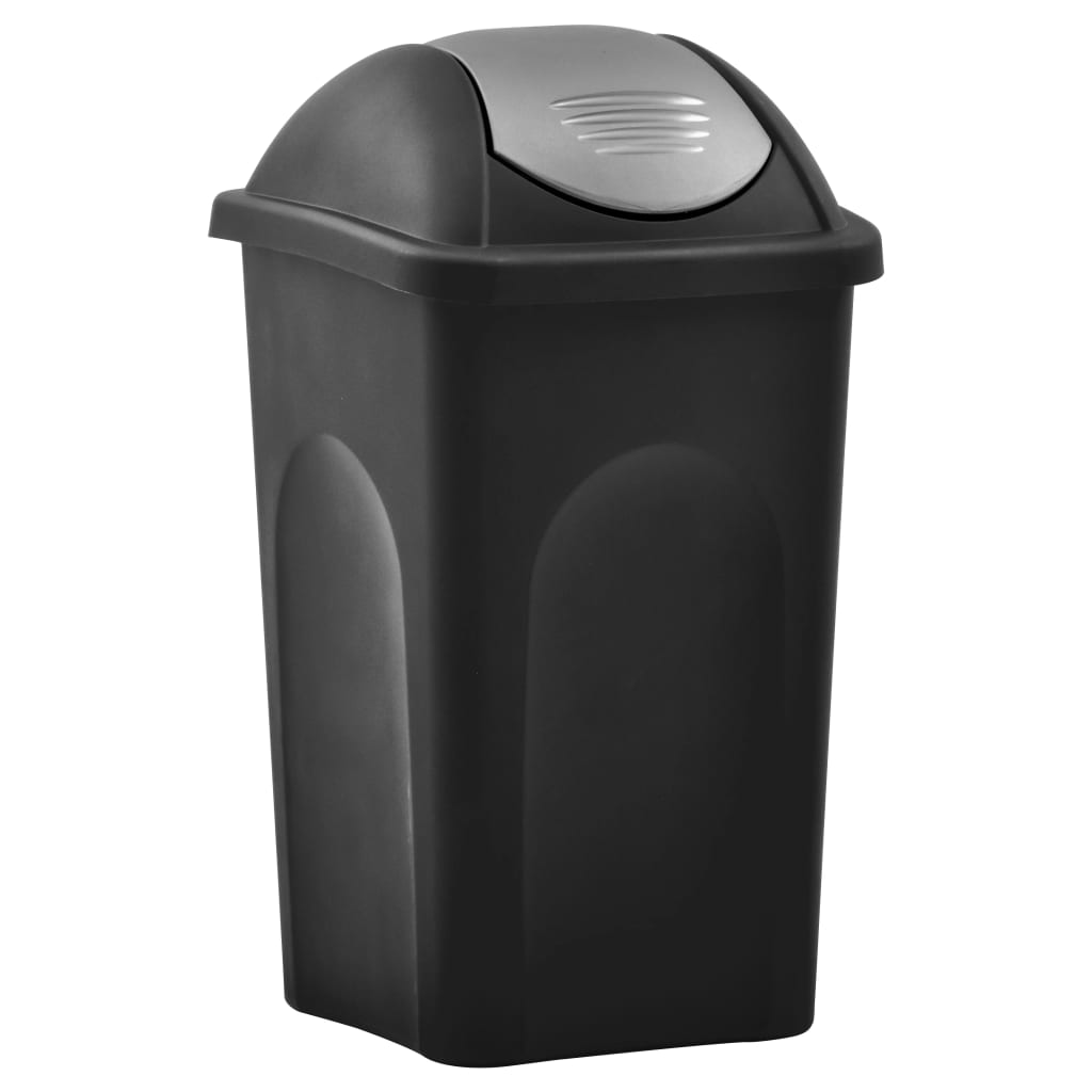 Berkfield Trash Bin with Swing Lid 60L Black and Silver