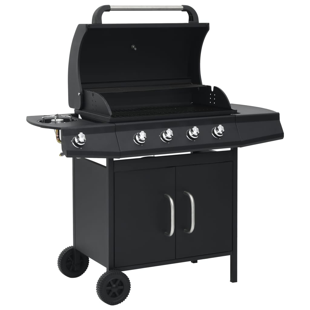 Berkfield Gas Barbecue Grill 4+1 Cooking Zone Black Steel