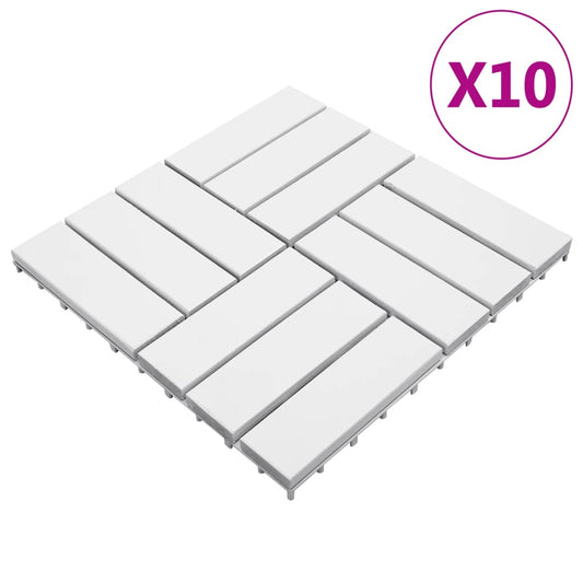 Berkfield Decking Tiles 10 pcs White 30x30 cm Solid Acacia Wood