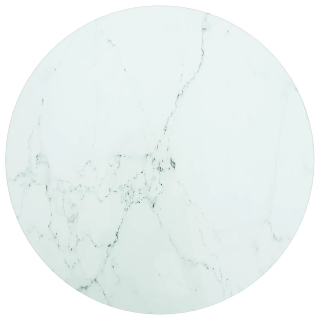 Berkfield Table Top White �_�”�_30x0.8 cm Tempered Glass with Marble Design