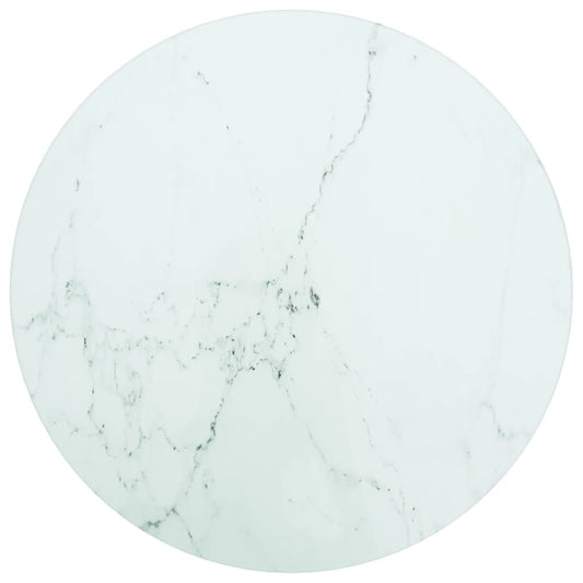 Berkfield Table Top White �_�”�_30x0.8 cm Tempered Glass with Marble Design