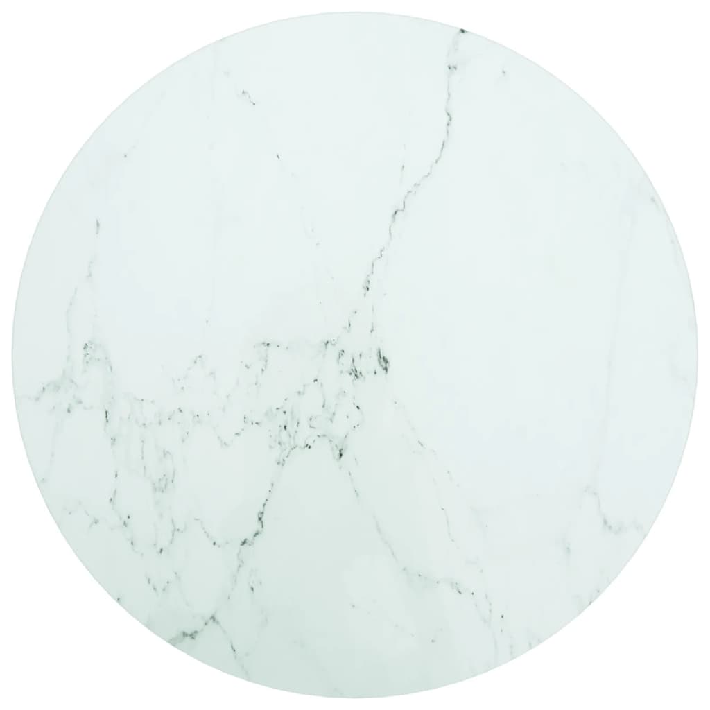 Berkfield Table Top White �_�”�_50x0.8 cm Tempered Glass with Marble Design