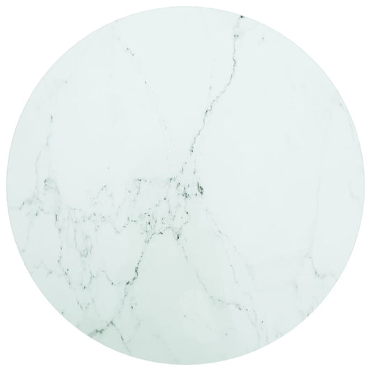 Berkfield Table Top White ?60x0.8 cm Tempered Glass with Marble Design