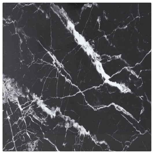 Berkfield Table Top Black 40x40 cm 6 mm Tempered Glass with Marble Design