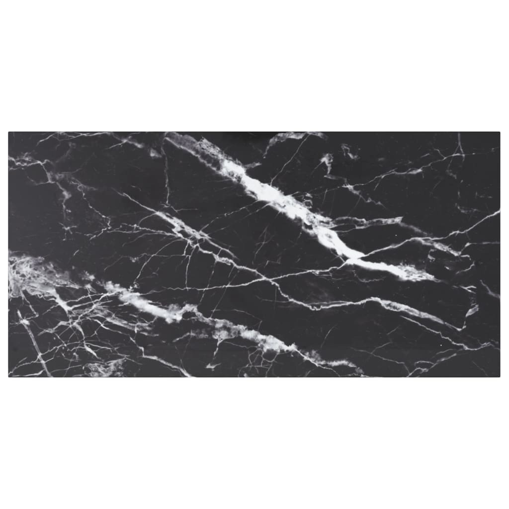 Berkfield Table Top Black 100x50 cm 6mm Tempered Glass with Marble Design
