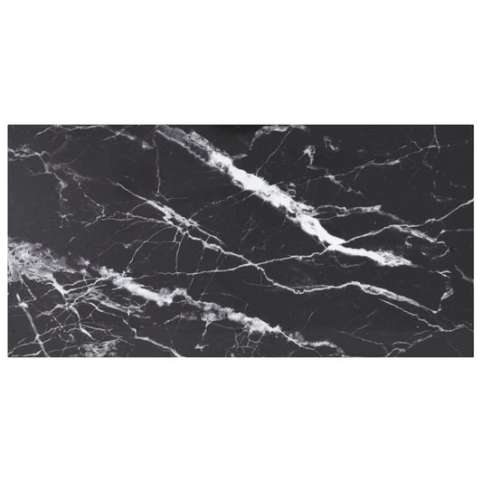 Berkfield Table Top Black 100x50 cm 6mm Tempered Glass with Marble Design
