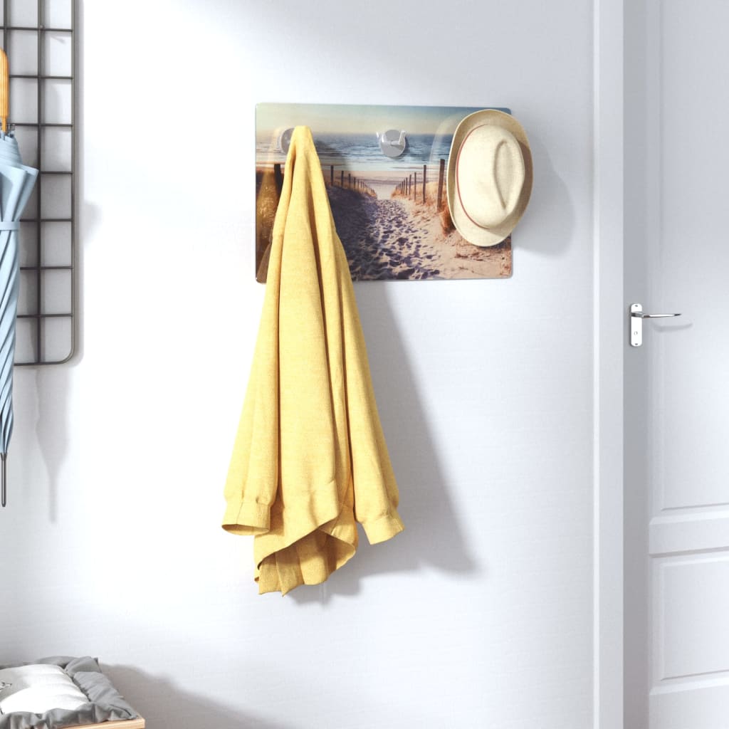Berkfield Wall Mounted Coat Rack 40x25 cm Tempered Glass Beach