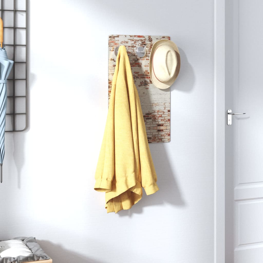 Berkfield Wall Mounted Coat Rack 40x25 cm Tempered Glass Brick Wall