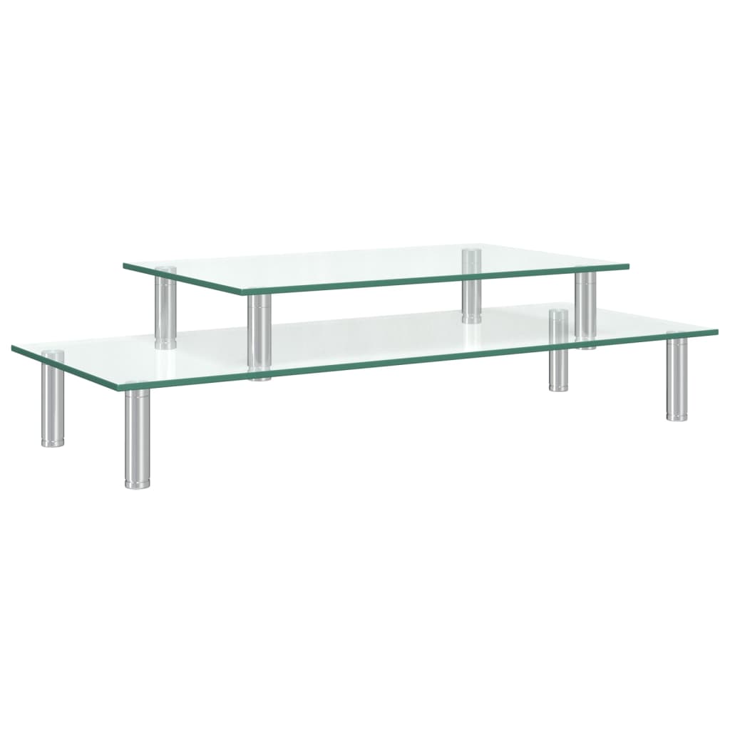 Berkfield 2-Tier Monitor Stand Transparent Glass