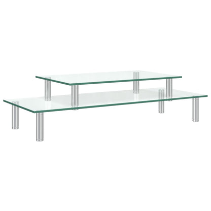 Berkfield 2-Tier Monitor Stand Transparent Glass