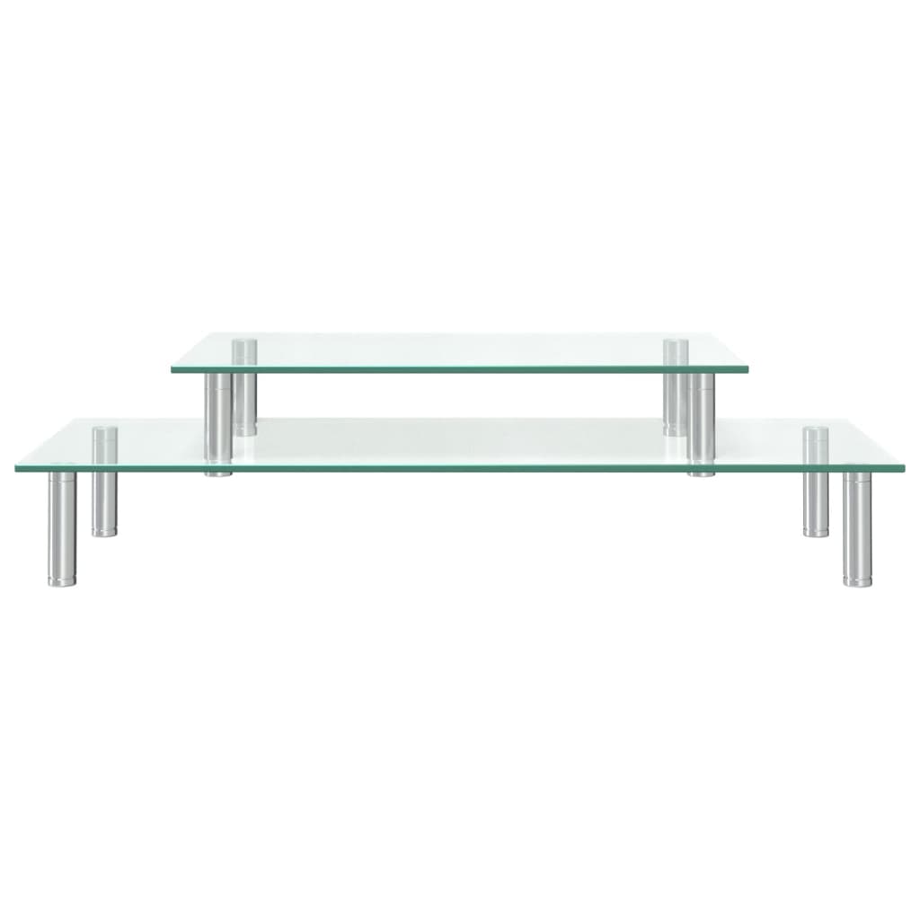 Berkfield 2-Tier Monitor Stand Transparent Glass