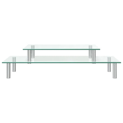 Berkfield 2-Tier Monitor Stand Transparent Glass