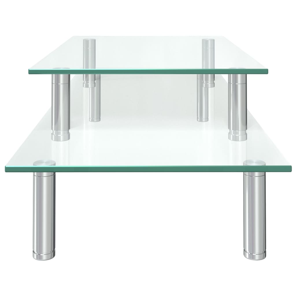Berkfield 2-Tier Monitor Stand Transparent Glass