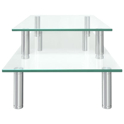 Berkfield 2-Tier Monitor Stand Transparent Glass