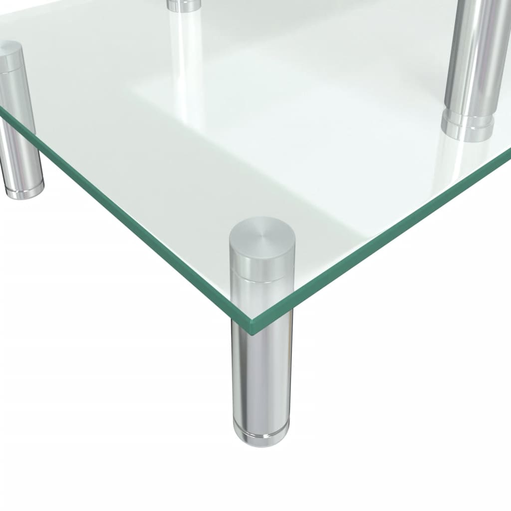 Berkfield 2-Tier Monitor Stand Transparent Glass