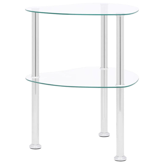 Berkfield 2-Tier Side Table Transparent 38x38x50 cm Tempered Glass