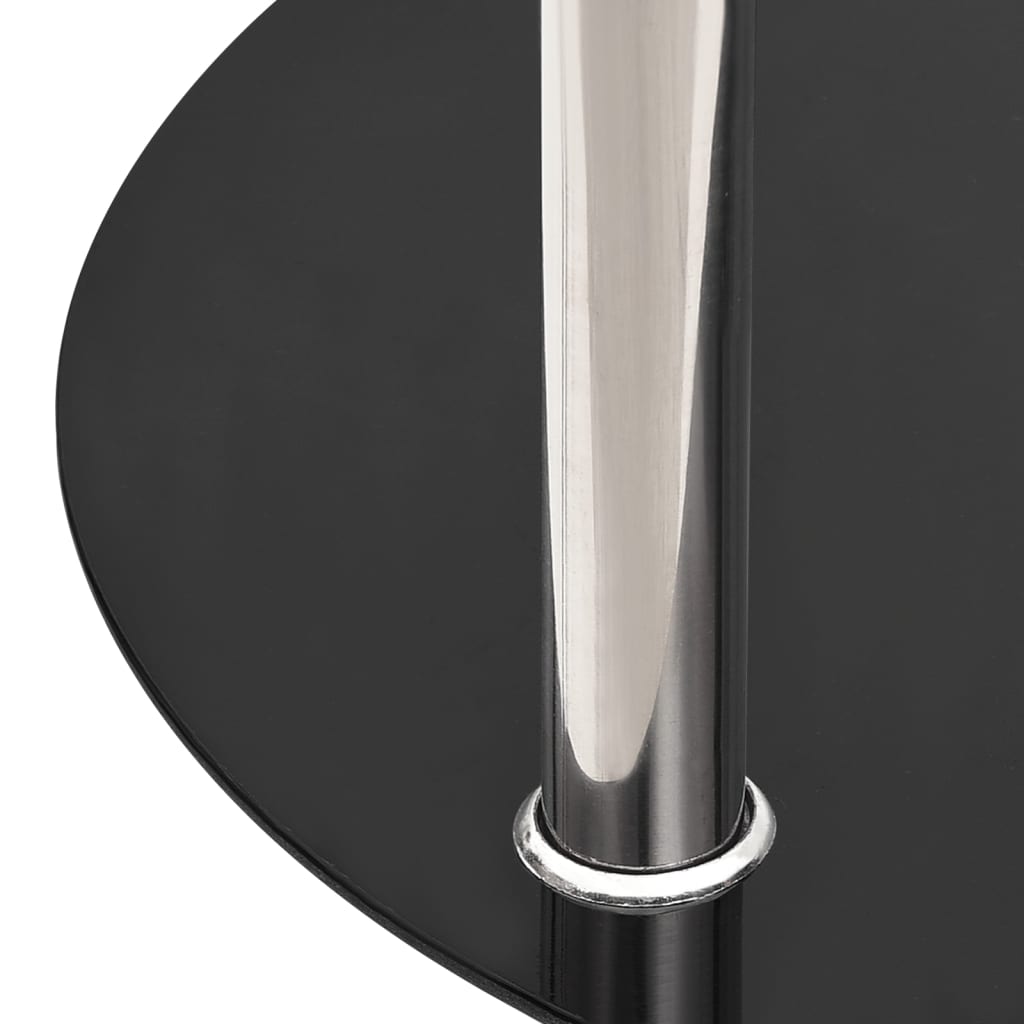 Berkfield 2-Tier Side Table Transparent & Black 38 cm Tempered Glass