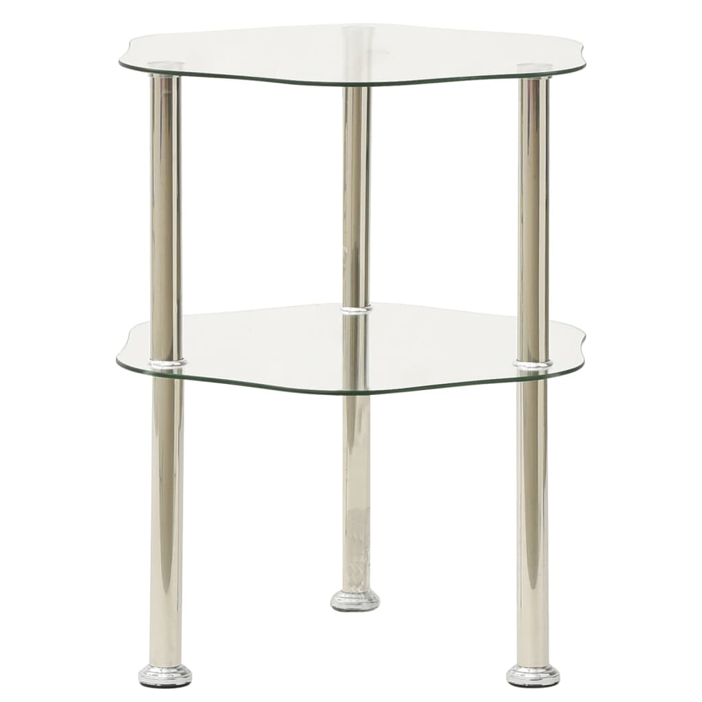 Berkfield 2-Tier Side Table Transparent 38x38x50 cm Tempered Glass