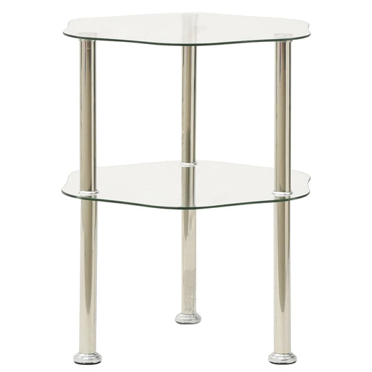 Berkfield 2-Tier Side Table Transparent 38x38x50 cm Tempered Glass