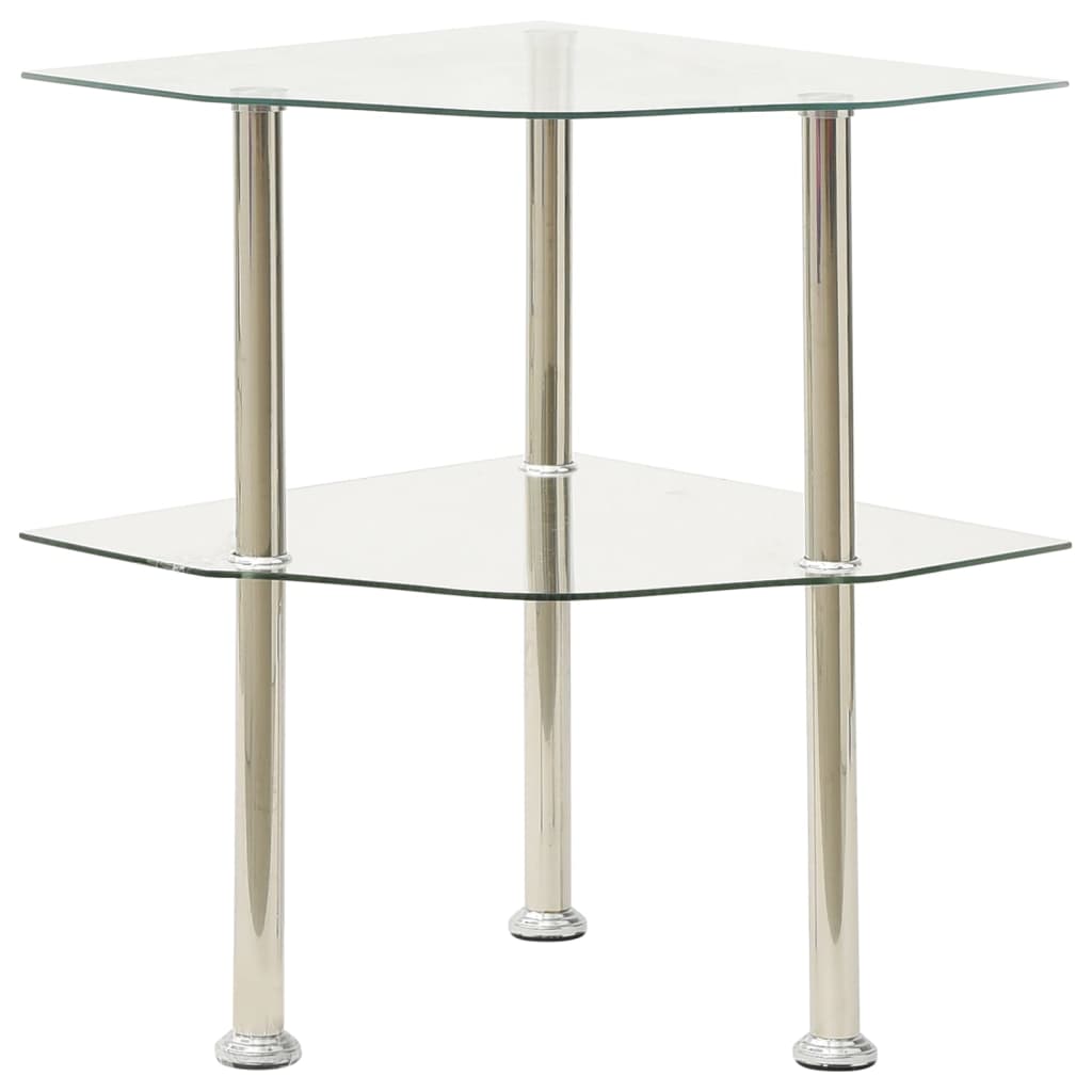 Berkfield 2-Tier Side Table Transparent 38x38x50 cm Tempered Glass