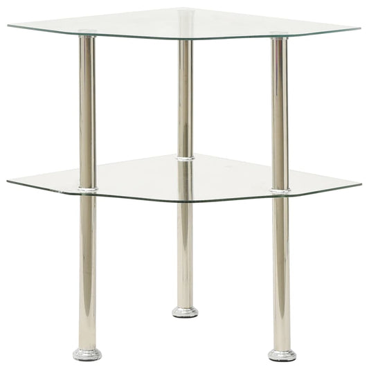 Berkfield 2-Tier Side Table Transparent 38x38x50 cm Tempered Glass