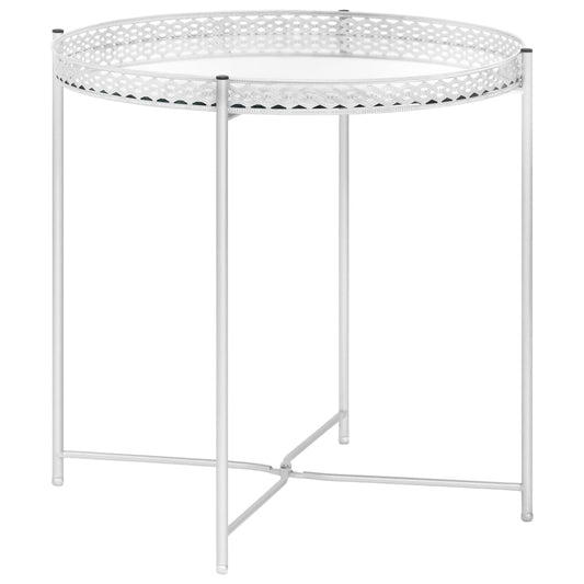 Berkfield Side Table Silver 40x40x41 cm Glass