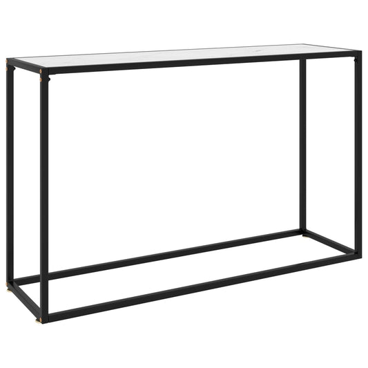 Berkfield Console Table White 120x35x75 cm Tempered Glass