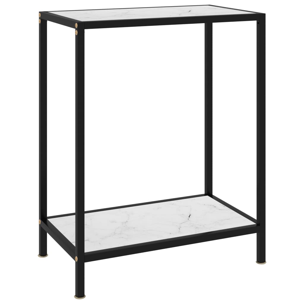 Berkfield Console Table White 60x35x75 cm Tempered Glass