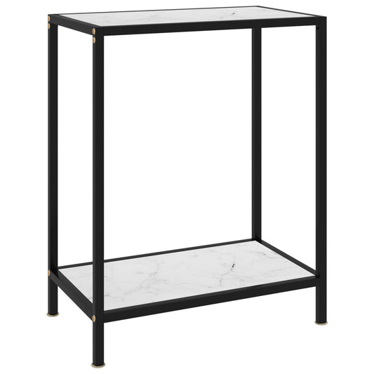 Berkfield Console Table White 60x35x75 cm Tempered Glass