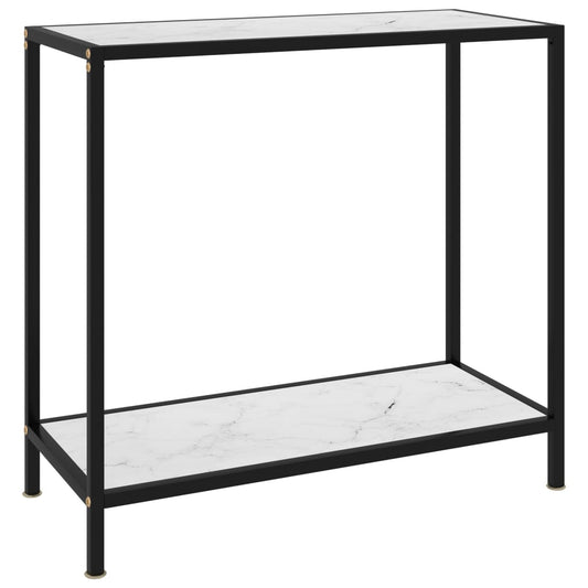 Berkfield Console Table White 80x35x75 cm Tempered Glass