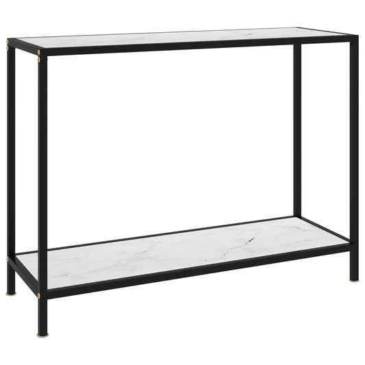 Berkfield Console Table White 100x35x75 cm Tempered Glass