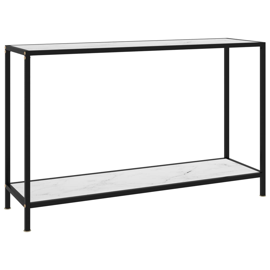 Berkfield Console Table White 120x35x75 cm Tempered Glass