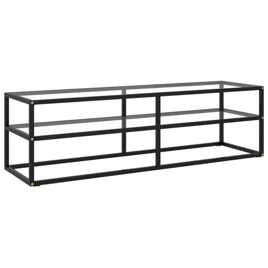 Berkfield TV Cabinet Black with Tempered Glass 140x40x40 cm