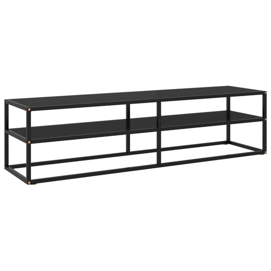Berkfield TV Cabinet Black with Black Glass 160x40x40 cm
