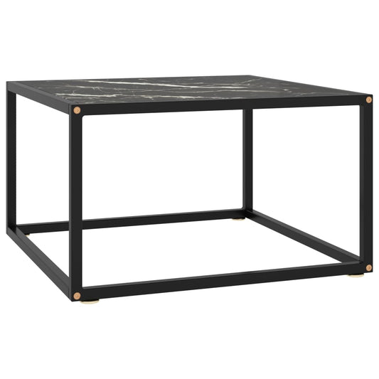 Berkfield Coffee Table Black with Black Marble Glass 60x60x35 cm