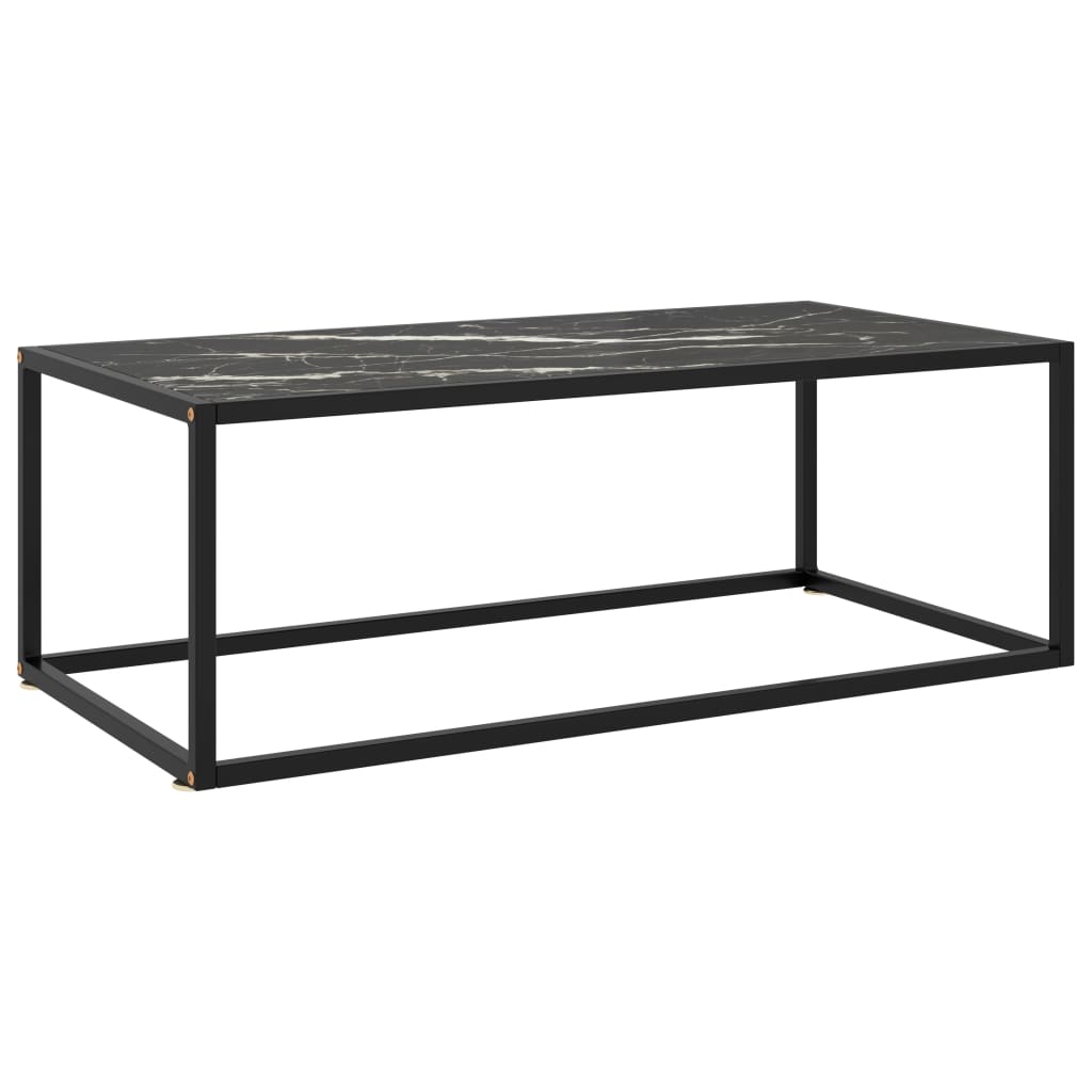 Berkfield Coffee Table Black with Black Marble Glass 100x50x35 cm