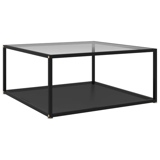 Berkfield Coffee Table Transparent and Black 80x80x35 cm Tempered Glass