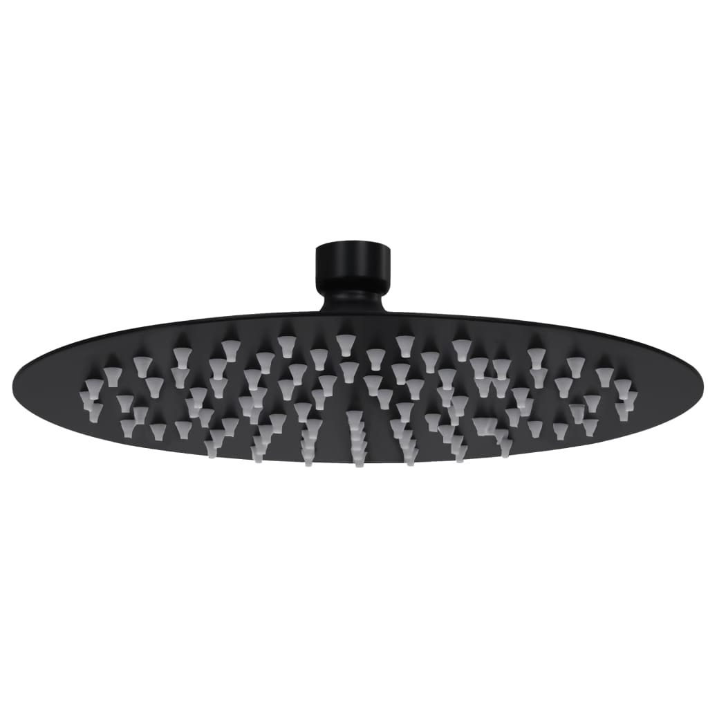 Berkfield Rain Shower Head Stainless Steel 20 cm Round Black