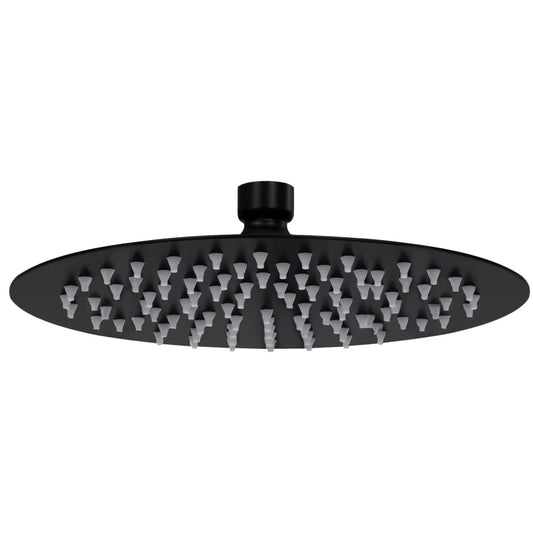Berkfield Rain Shower Head Stainless Steel 20 cm Round Black