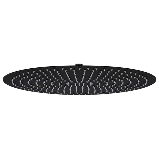 Berkfield Rain Shower Head Stainless Steel 50 cm Round Black