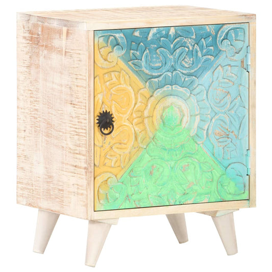 Berkfield Carved Bedside Cabinet 40x30x50 cm Solid Acacia Wood