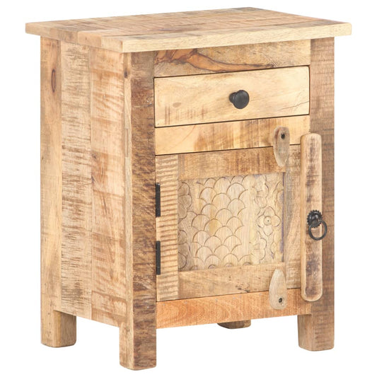 Berkfield Bedside Cabinet 40x30x50 cm Rough Mango Wood