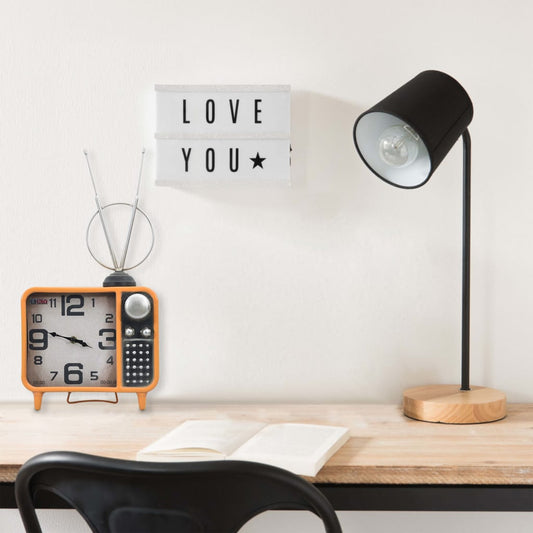 Berkfield Table Clock Orange and Black 25x11x48 cm Iron and MDF