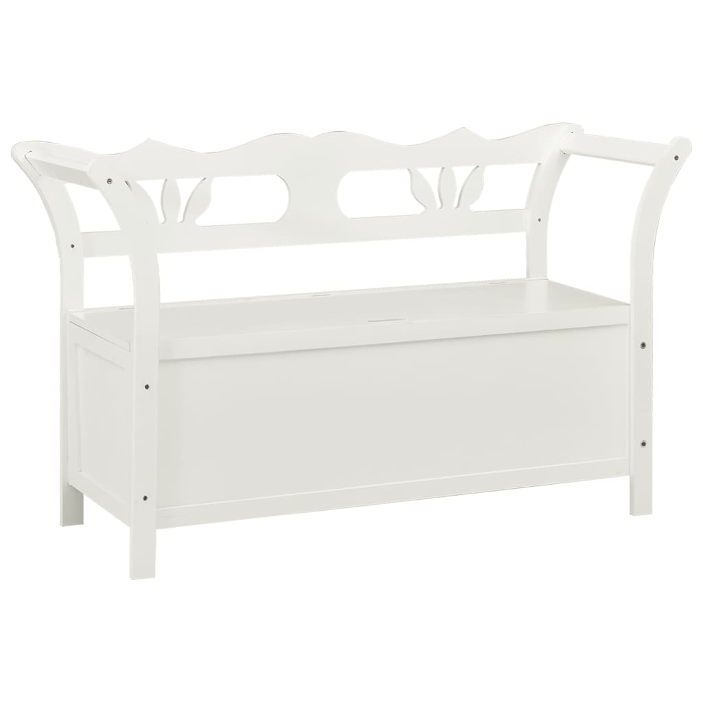 Berkfield Storage Bench 126 cm White Solid Fir Wood