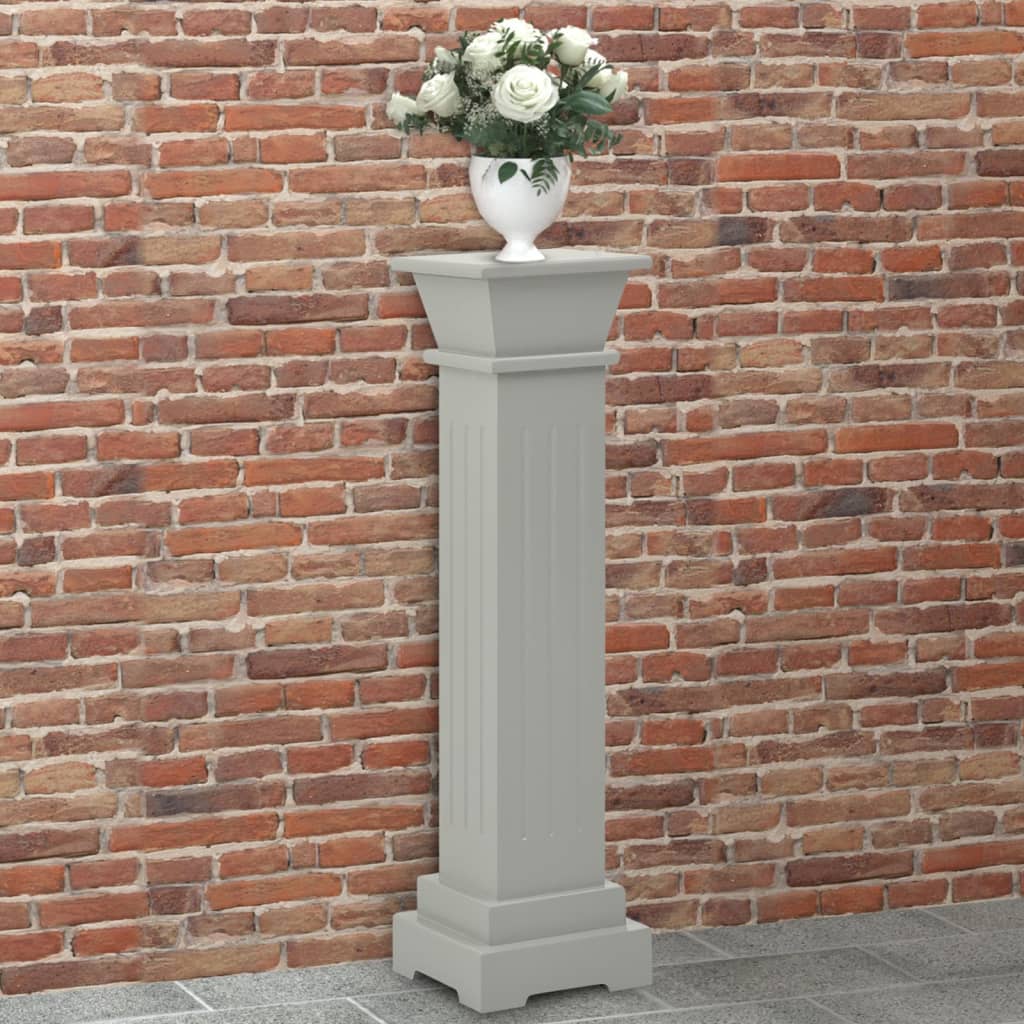 Berkfield Classic Square Pillar Plant Stand Grey 17x17x66 cm MDF